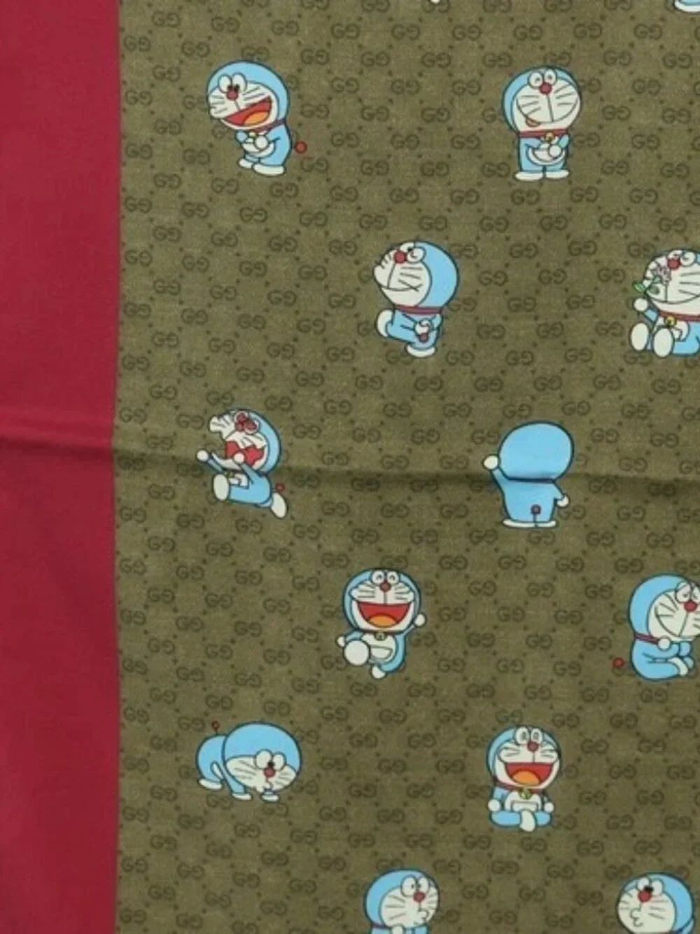 GUCCI Micro GG Doraemon Scarf Silk Beige Auth YKZ755M